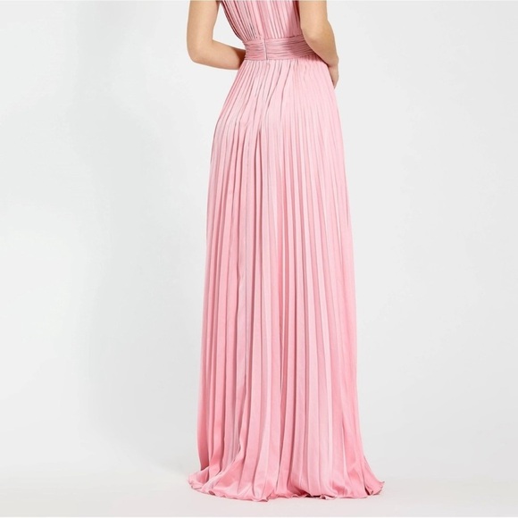 ANTHROPOLOGIE Mac Duggal Pink Pleated Satin Halter Maxi Dress Gown 8 NWT Formal - Picture 10 of 12
